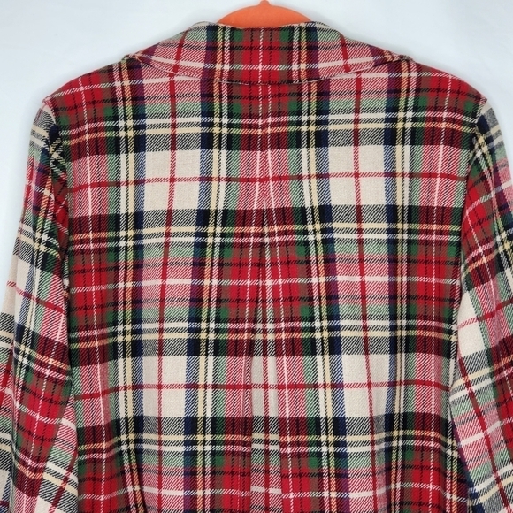 Wool Blend Plaid Jacket Size 14 Lined Cropped Tartan Blazer Festive Academia - Picture 5 of 15